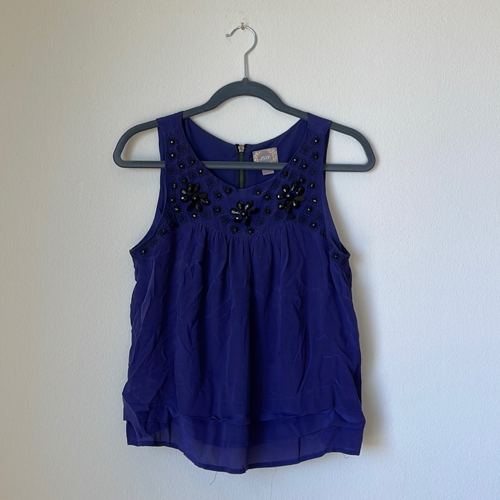 Purple Beaded Sleeveless Top
